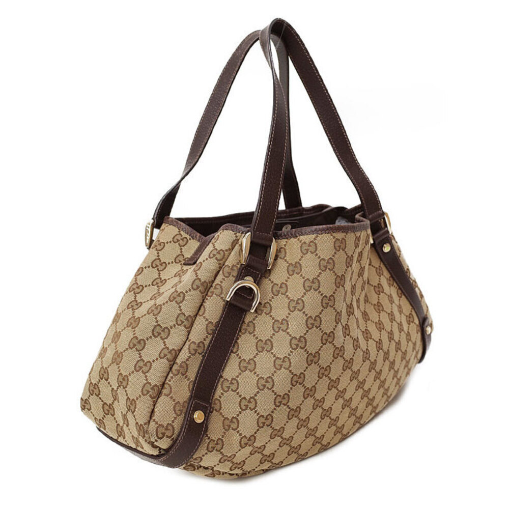 Gucci Shoulder Bag Ebony GG Beige Abbey Canvas Brown
